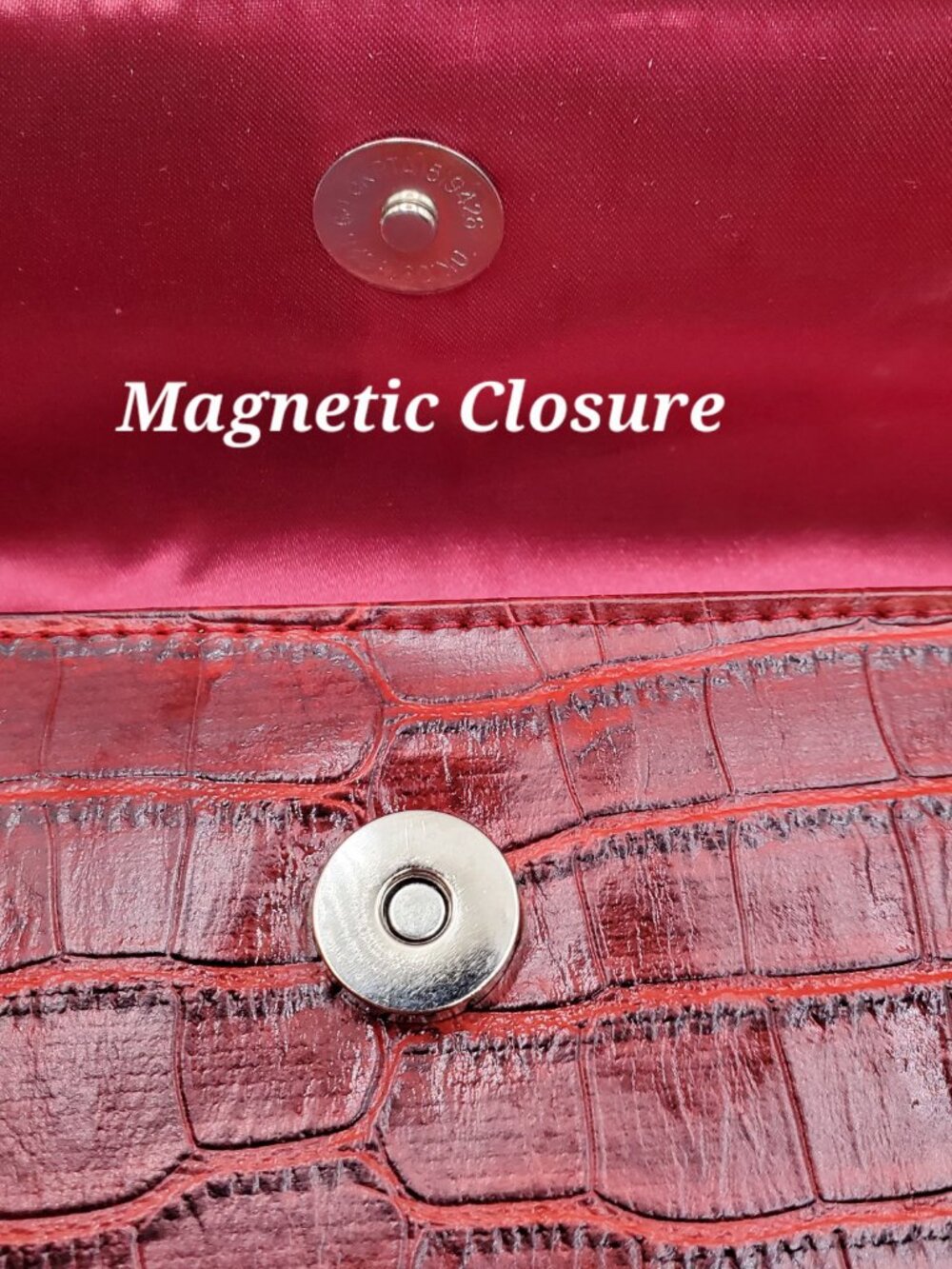 CHI Red Croc Embossed Clutch Shoulder Bag - Picture 4 of 9